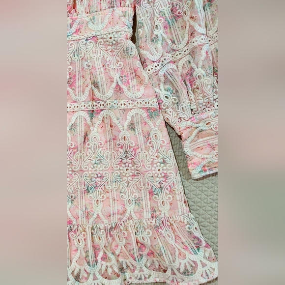 Fate Elegant Pink and Cream Broderie Embroidered Dress Size S - Picture 3 of 9